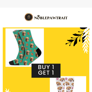 🔥 🧦 Unleash the Paw-sibilities: Buy One, Get One Free on Custom Socks featuring Your Pet's Face! 🐶🧦