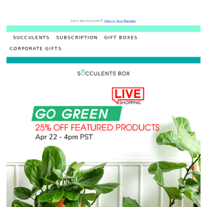 Get 25% off our products in this LiveShopping event