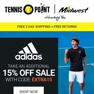 adidas Super Sale EXTRA 15% OFF Apparel and Shoes!