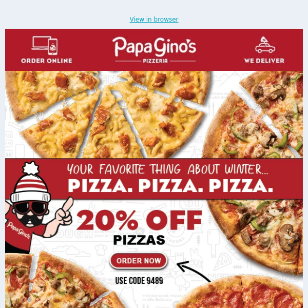 Hey Papa Gino's Fans - 20% OFF 🍕🍕🍕🍕🍕🍕🍕