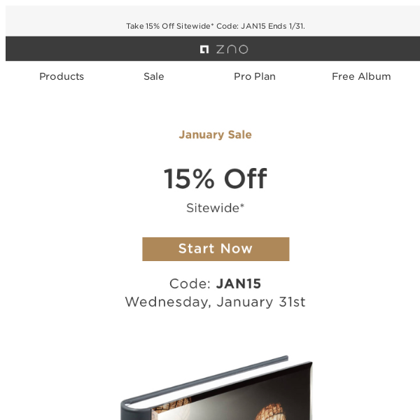 January Sale! Get 15% Off Photo Albums!