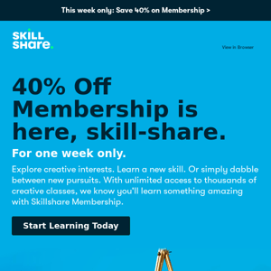 Surprise: Get Skillshare Membership for 40% Off