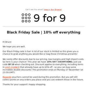 Black Friday | 10% off everything starts now!