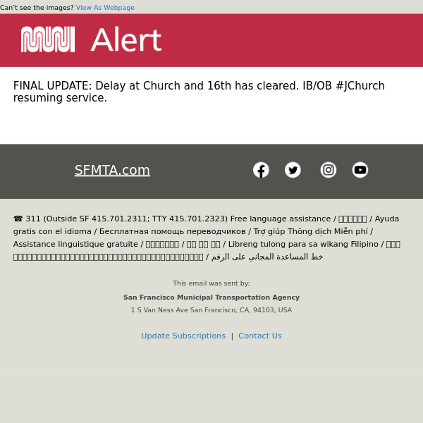 FINAL UPDATE: Delay at Church and 16th has cleared. IB/OB #JChurch resuming service.
