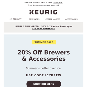 SUMMER SALE! Brewers & accessories are 20% off