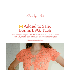 Extra 25% Off: Donni, Tach + More!