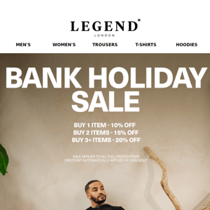 Bank Holiday 20% Off Everything Sale