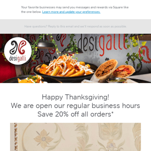 Happy Thanksgiving! Take 20% Off