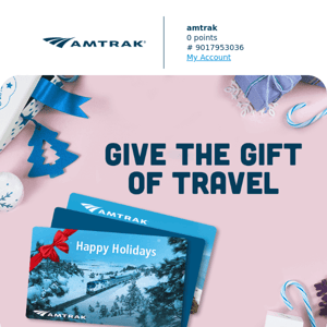 Say Happy Holidays with an Amtrak Gift Card