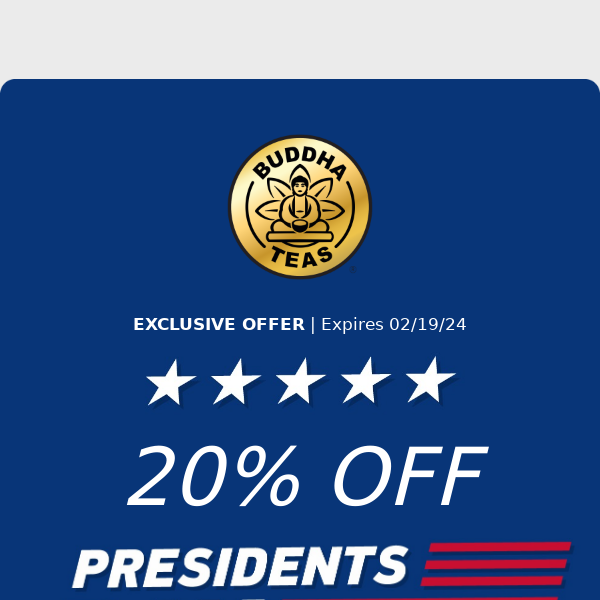 🇺🇸 President's Day Weekend Sale - 20% OFF - Sale Ends Soon!