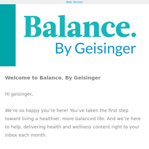 Welcome to Balance. By Geisinger 🎉