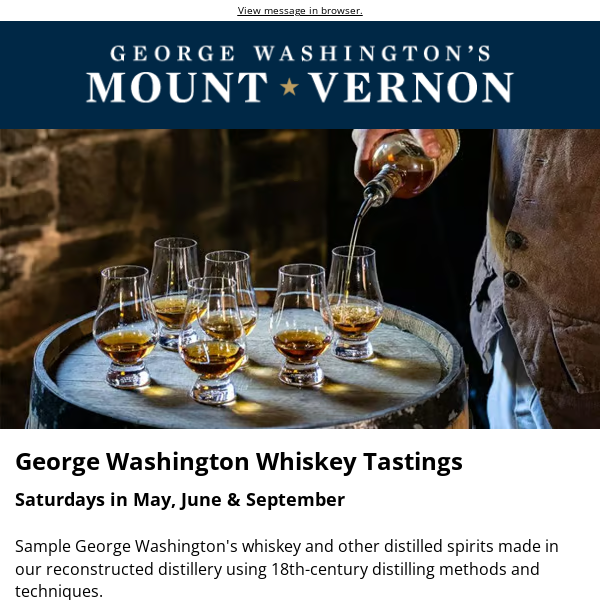 Whiskey Tastings at George Washington's Distillery