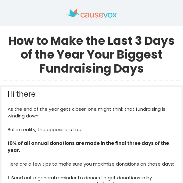 How to Make the Last 3 Days of the Year Your Biggest Fundraising Days