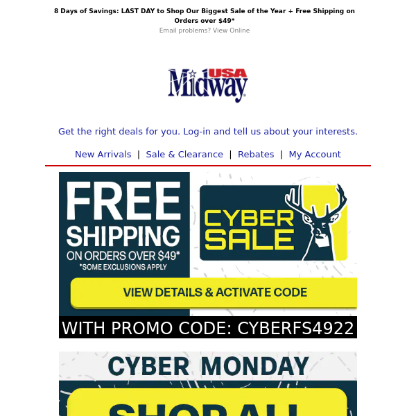 Cyber Week offers end soon MidwayUSA