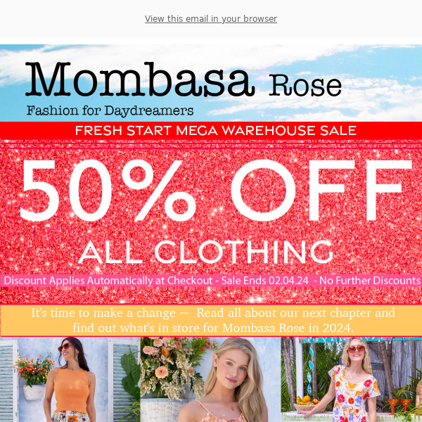 50% OFF CLOTHING 🔥 Fresh Start Sale