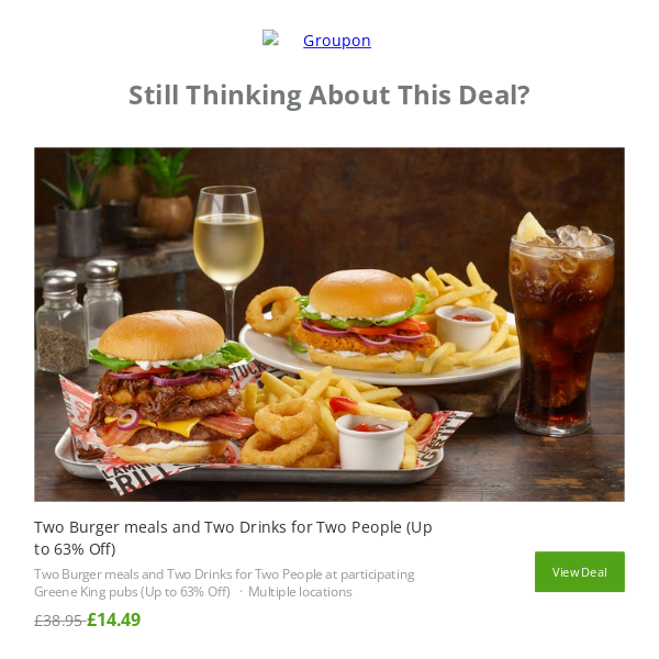 Two Burger meals and Two Drinks for Two People (Up to 63% Off)