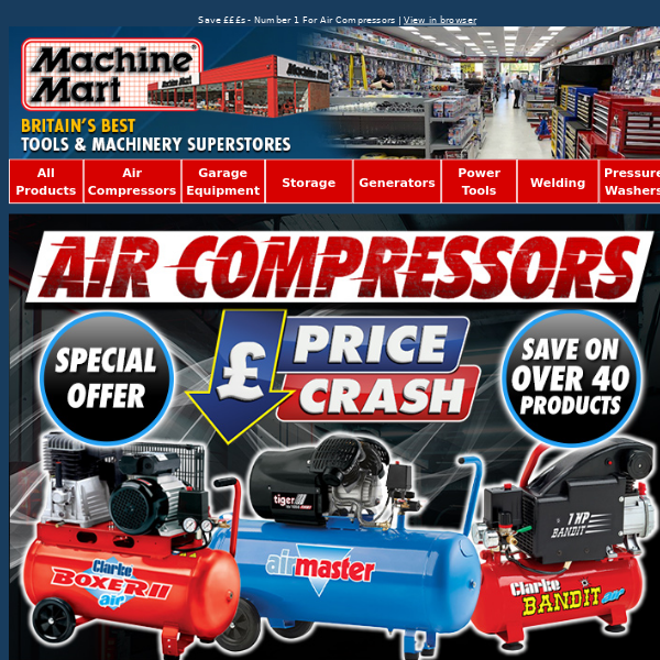 Price Crash on Air Compressors Starts Today! - Save £££s
