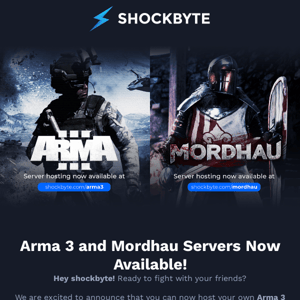 Arma 3 and Mordhau Servers Now Available 🪖