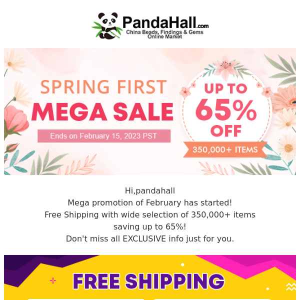 Mega Sale is going! 350,000 Items up to 65% Off & Free Shipping