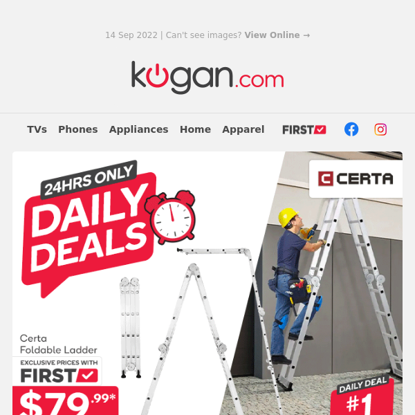 Daily Deals: Foldable Ladder, Merrell Men's Hiking Shoes, 3-in-1 Steam Mop & More