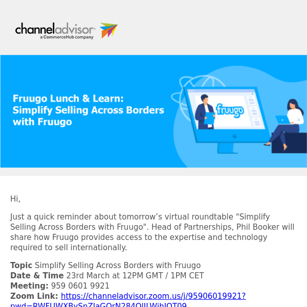 Reminder: "Simplify Selling Across Borders with Fruugo" tomorrow