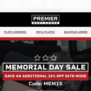 Memorial Day Sale - 15% Off Your Entire Purchase