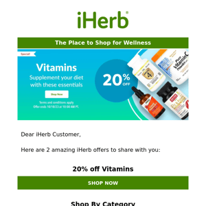 20% off all Vitamins ⭐