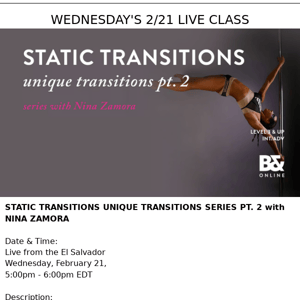 Getting Static with Nina, Transitions that is