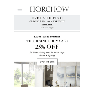 Free shipping + 25% off dinnerware, decor....