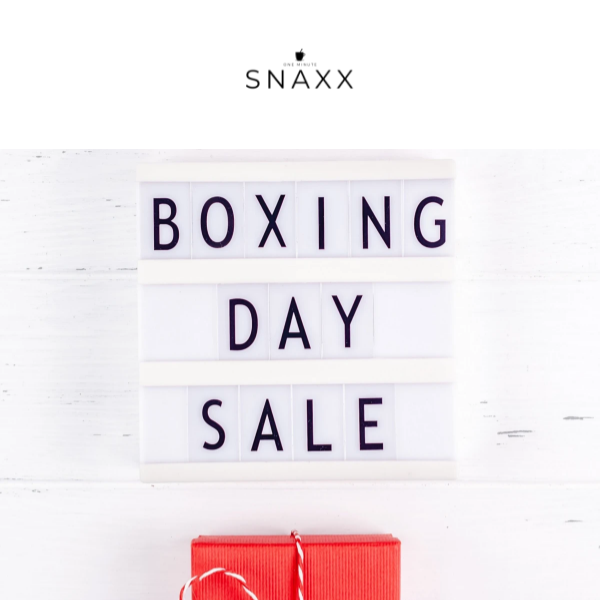 SNAXX Boxing Day Sale starts now! 50% off selected items + free shipping!