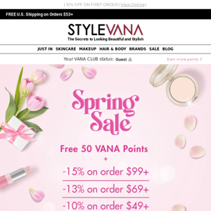 🌷 Spring SALE Extra 15% OFF + FREE VANA points = Mega Sale NOW 🔥⏰