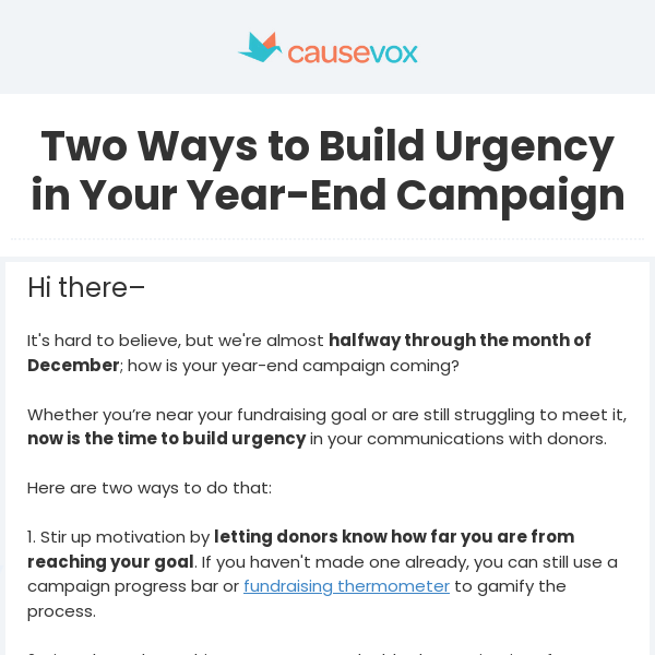 Two Ways to Build Urgency in Your Year-End Campaign