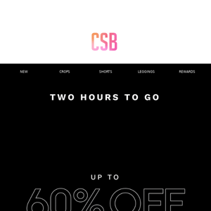 FINAL HOURS | UP TO 60% OFF