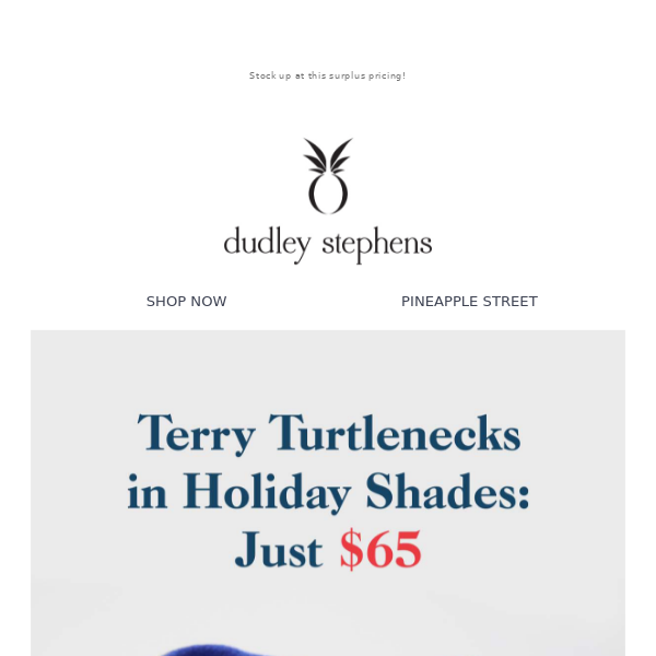 TODAY only: Holiday Terry Turtlenecks, $65