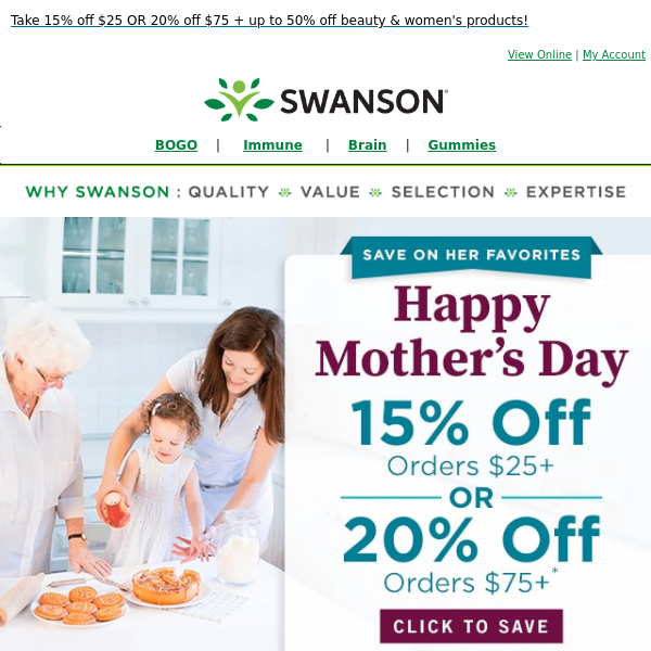 Happy Mother’s Day from Swanson!