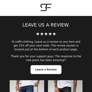 Leave a Review & Get 15% off your next order...