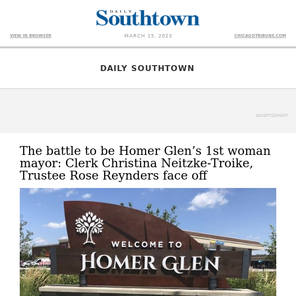 The battle to be Homer Glen’s 1st woman mayor | Column: Third airport plan gains traction, but skeptics seek commitment from cargo carriers