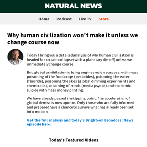 Why human civilization won't make it unless we change course now