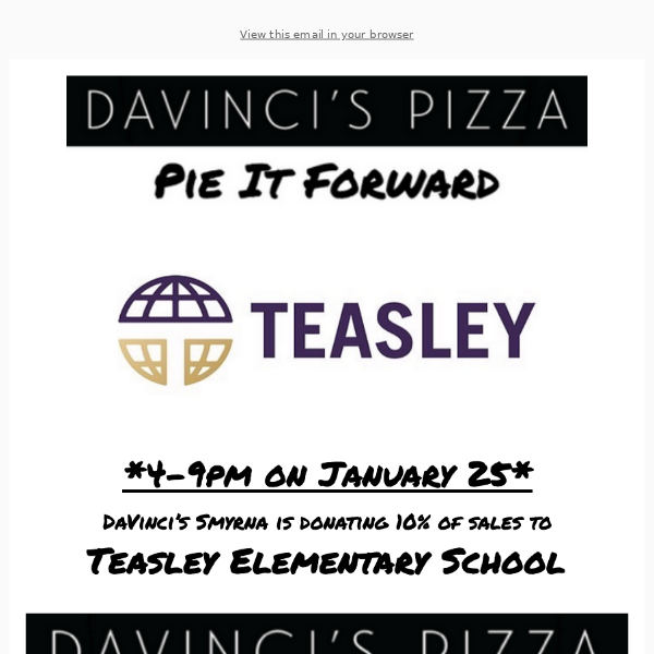 Pie It Forward to Schools at DaVinci's Tonight!