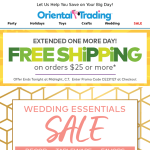 Hurry! Save up to 65% on Wedding Day Essentials!💍