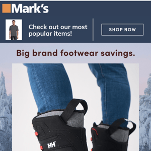 Save up to $60 on top footwear brands at Mark’s