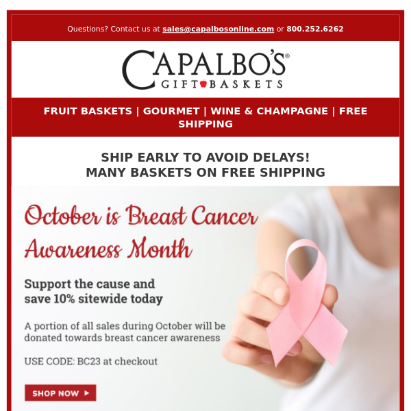 Support Breast Cancer Awareness and Save 10%