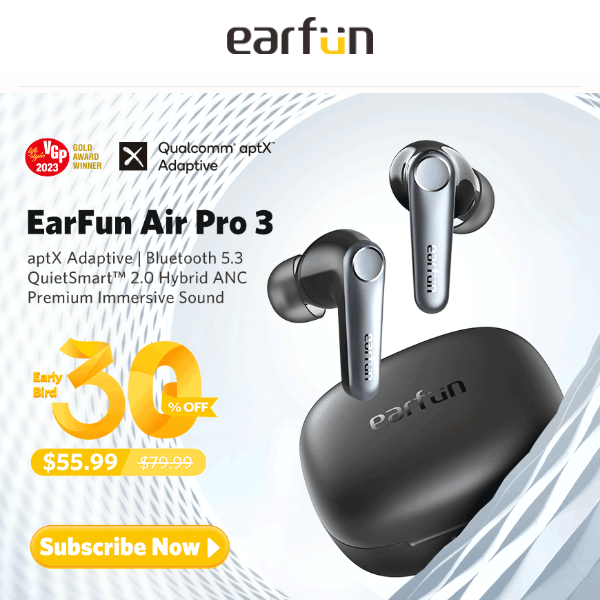 ✨Final day, final chance! Save 30%off on the world's first LE Audio ANC earbuds- EarFun Air Pro 3