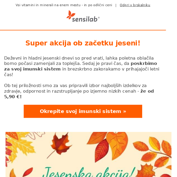 Jesenska akcija je tu 🌟 Izdelki že od 5,90 € 🍂