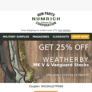 🎯 Get Ready. Save Big on Weatherby MK V & Vanguard Stocks