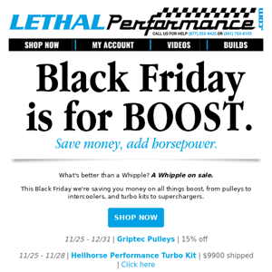 Save on BOOST this Black Friday with Lethal!
