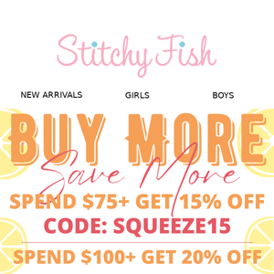 Big Savings! Up to 25% Off At Stitchy Fish!