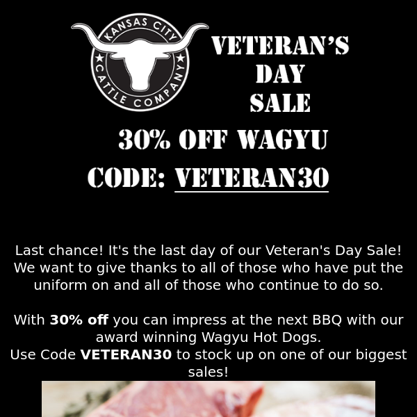 Last Chance For 30% Off Wagyu Beef!