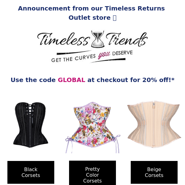Timeless Trends Corsets - Latest Emails, Sales & Deals