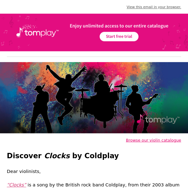 🎻 New sheet music: Discover Clocks by Coldplay
